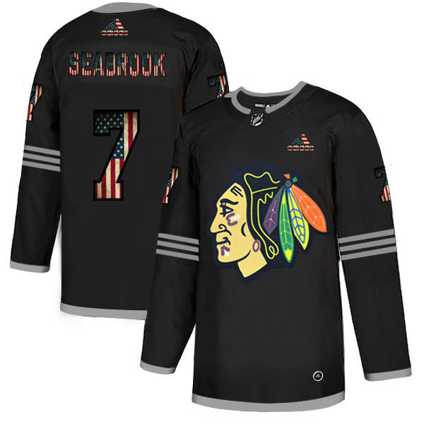Cheap Chicago Blackhawks 7 Brent Seabrook Adidas Men Black USA Flag Limited NHL Jersey